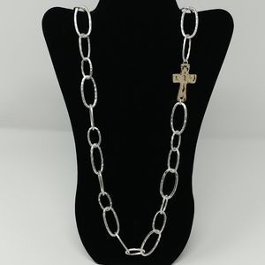 NWT Long Link Side Cross Necklace